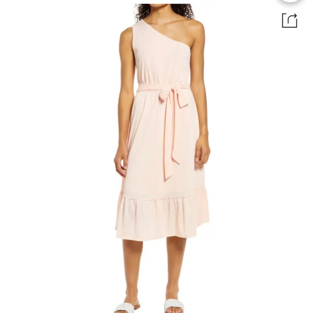NWT Soft Pink Gibson One Shoulder Dress - Picture 1 of 2